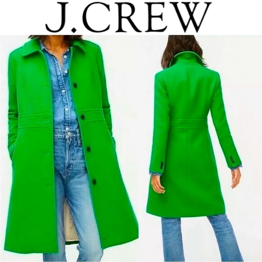 J.Crew lady day coat bright green size 0